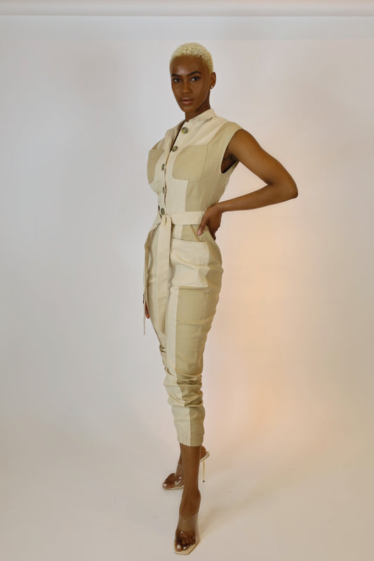 Nadia Color Block Jumpsuit - Muave