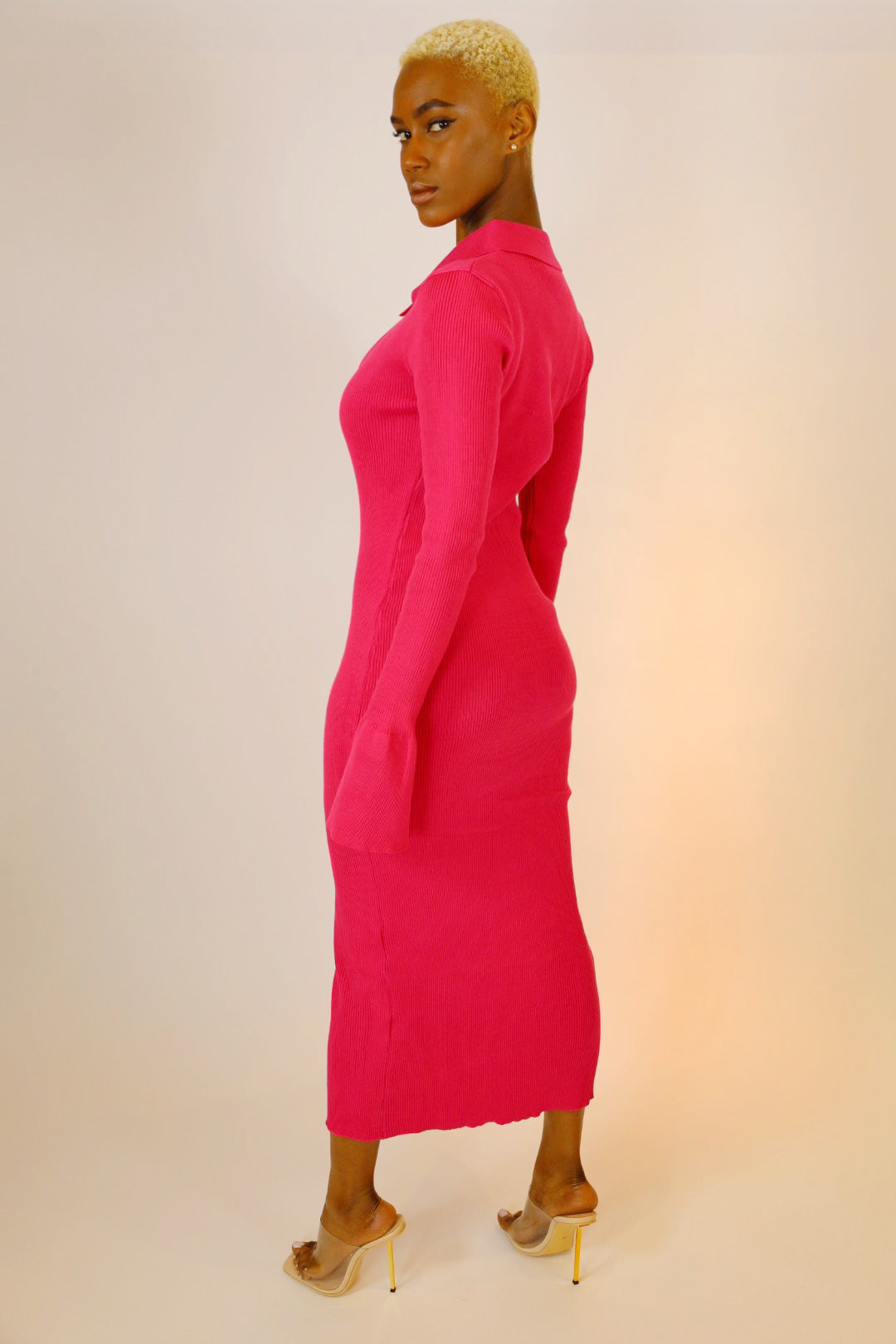 Esma Sweater Midi Dress - Fuscia