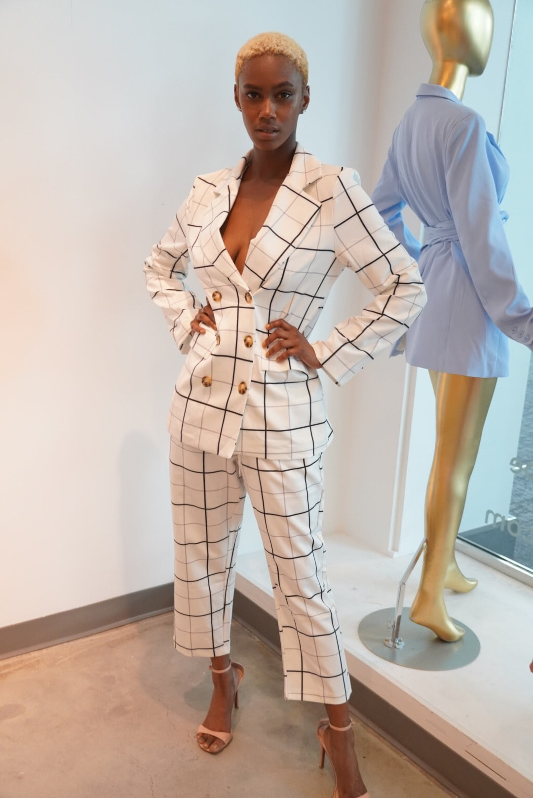 Angela Plaid Blazer & Pant Set